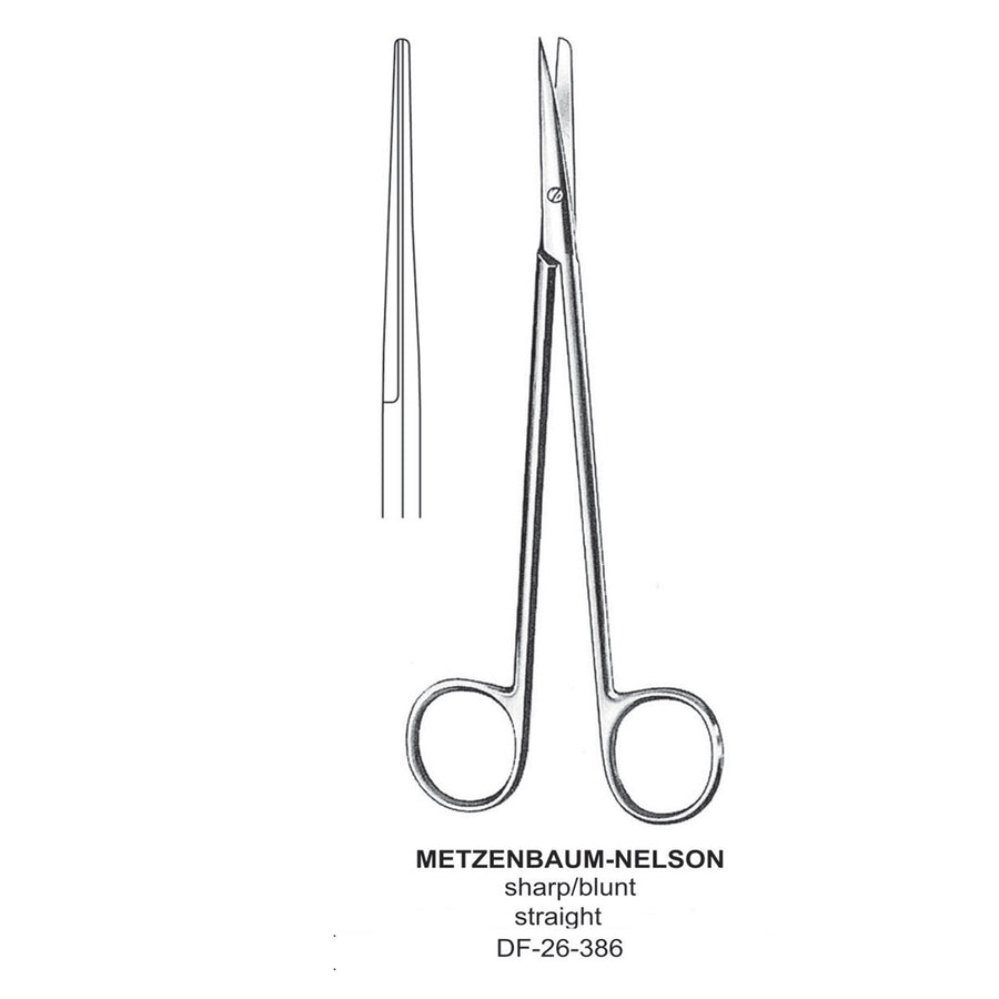 Metzenbaum-Nelson Dissecting Scissor, Straight, Sharp-Blunt, 23cm  (DF-26-386) by Dr. Frigz
