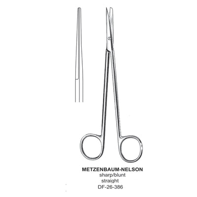 Metzenbaum-Nelson Dissecting Scissor, Straight, Sharp-Blunt, 23cm  (DF-26-386)