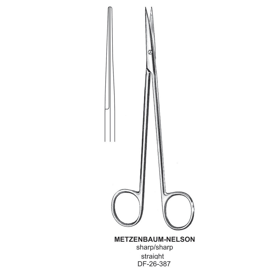 Metzenbaum-Nelson Dissecting Scissor, Straight, Sharp-Sharp, 23cm (DF-26-387) by Dr. Frigz
