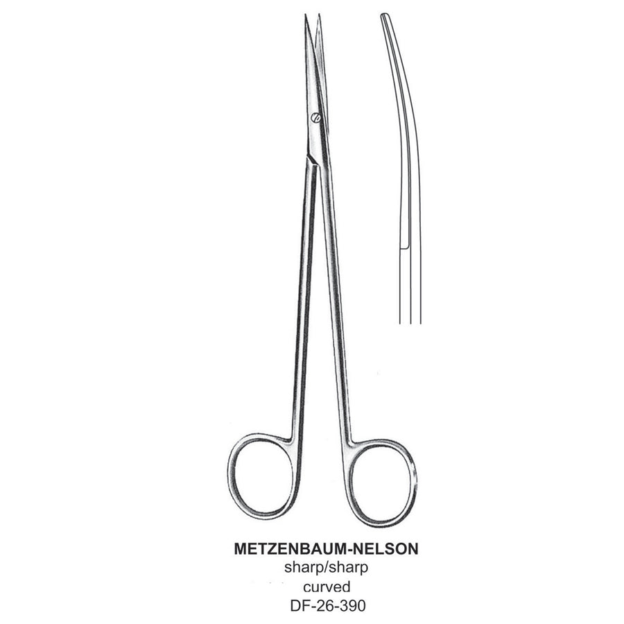 Metzenbaum-Nelson Dissecting Scissor, Curved, Sharp-Sharp, 23cm  (DF-26-390) by Dr. Frigz