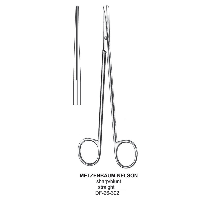 Metzenbaum-Nelson Dissecting Scissor, Straight, Sharp-Blunt, 25cm  (DF-26-392) by Dr. Frigz