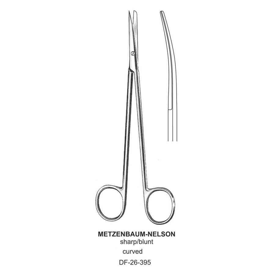 Metzenbaum-Nelson Dissecting Scissor, Curved, Sharp-Blunt, 25cm  (DF-26-395) by Dr. Frigz