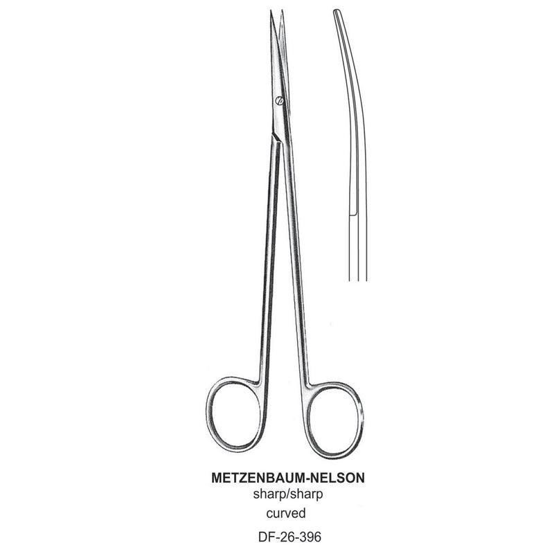 Metzenbaum-Nelson Dissecting Scissor, Curved, Sharp-Sharp, 25cm  (DF-26-396) by Dr. Frigz