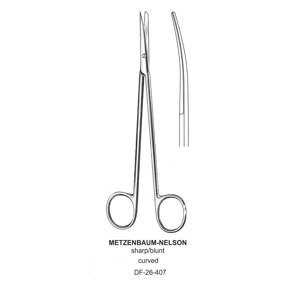 Metzenbaum-Nelson Dissecting Scissor, Curved, Sharp-Blunt, 30cm  (DF-26-407) by Dr. Frigz