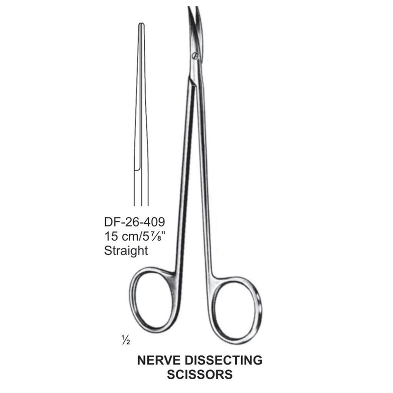 Nerve Dissecting Scissors, Straight. 15cm  (DF-26-409) by Dr. Frigz