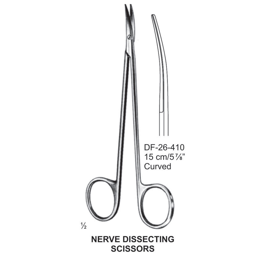 Nerve Dissecting Scissors, Curved. 15cm  (DF-26-410) by Dr. Frigz