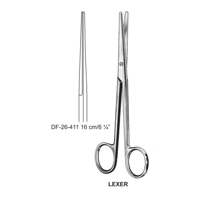 Lexer Dissecting Scissor, Straight, 16cm (DF-26-411) by Dr. Frigz
