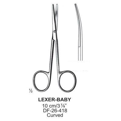Lexer-Baby Dissecting Scissor, Curved, 10cm (DF-26-418)