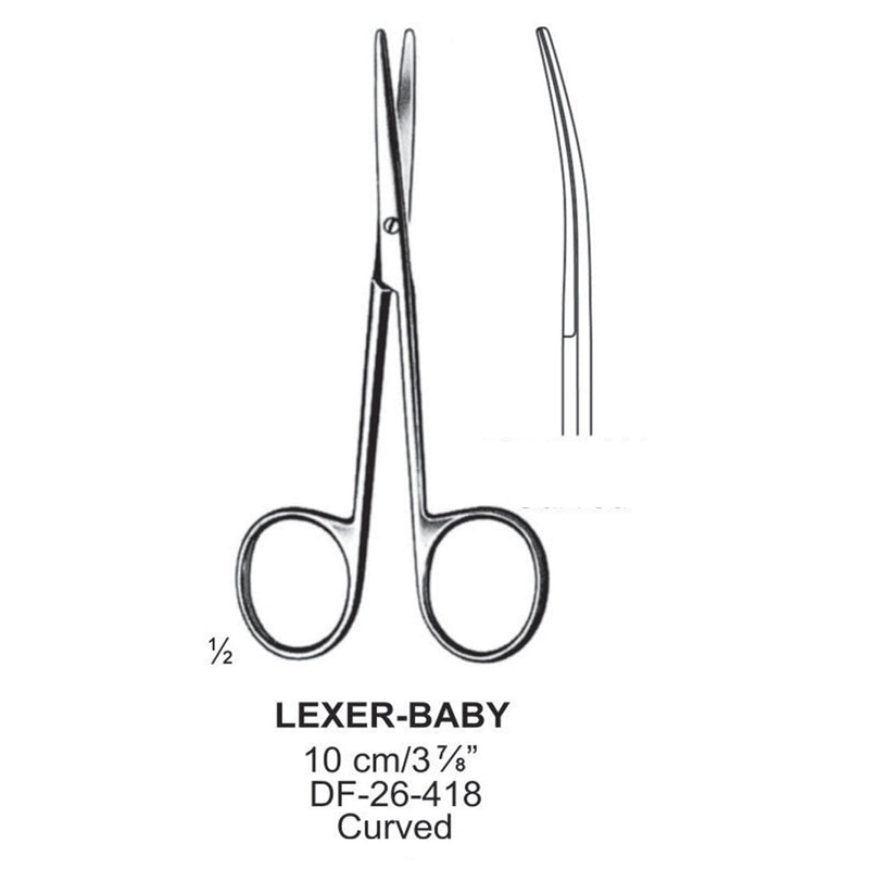 Lexer-Baby Dissecting Scissor, Curved, 10cm (DF-26-418) by Dr. Frigz