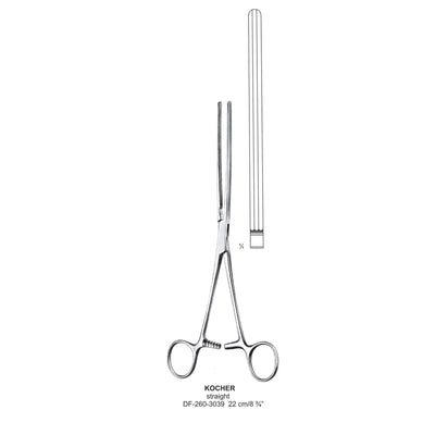 Kocher Intestinal Clamp Forceps, Straight. 22cm , Elastic (DF-260-3039)