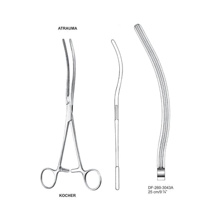 Kocher Atrauma Interstinal Clamps 25Cm, Curved (DF-260-3043A)