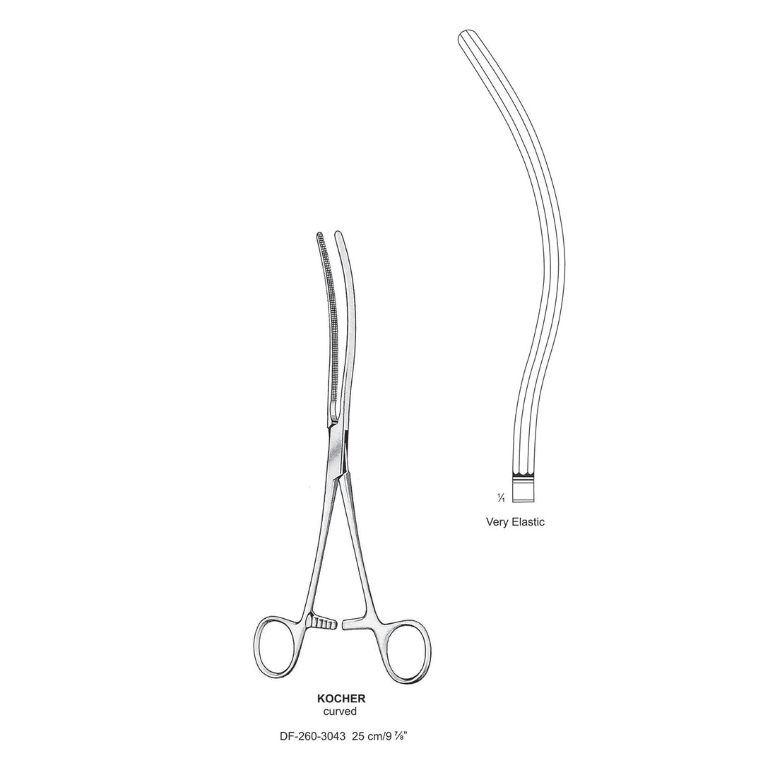 Kocher Intestinal Forceps Curved 25cm , Elastic (DF-260-3043) by Dr. Frigz