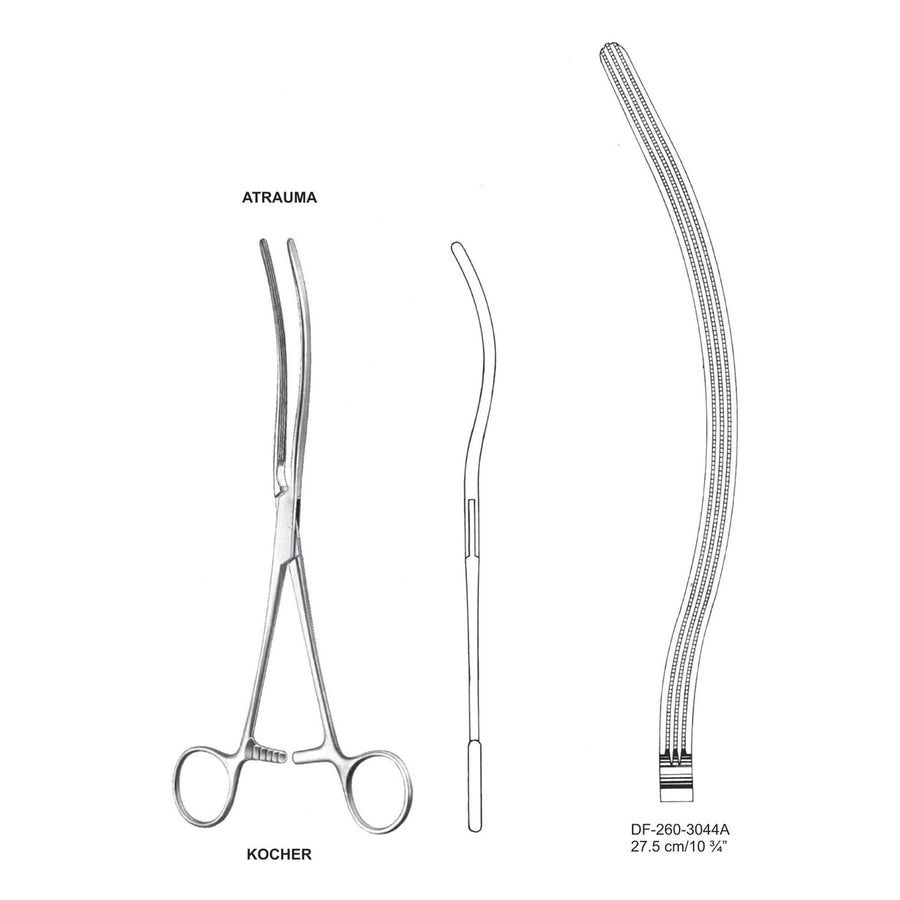 Kocher Atrauma Interstinal Clamps 27.5Cm, Curved (DF-260-3044A) by Dr. Frigz