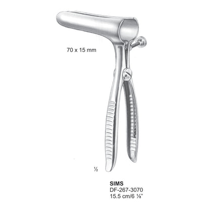 Sims Rectal Specula, 15.5Cm. 70X15mm , With Fixing Screw (DF-267-3070)