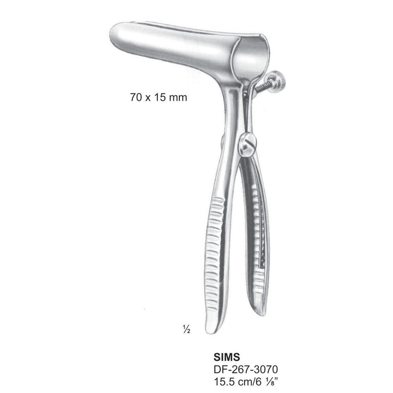 Sims Rectal Specula, 15.5Cm. 70X15mm , With Fixing Screw (DF-267-3070) by Dr. Frigz