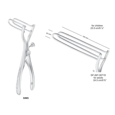 Sims Rectal Specula For Adults 24.5 cm , 140 X 20mm (DF-267-3071D) by Dr. Frigz