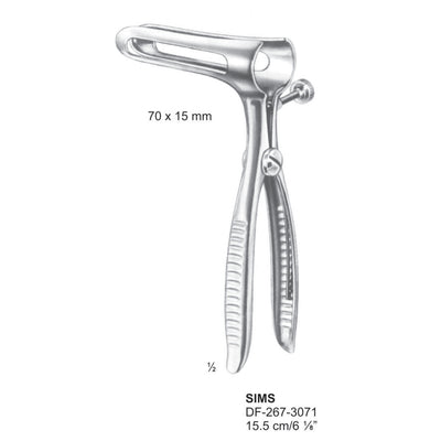 Sims Rectal Specula, 15.5Cm, 70X15mm , With Fixing Screw (DF-267-3071) by Dr. Frigz