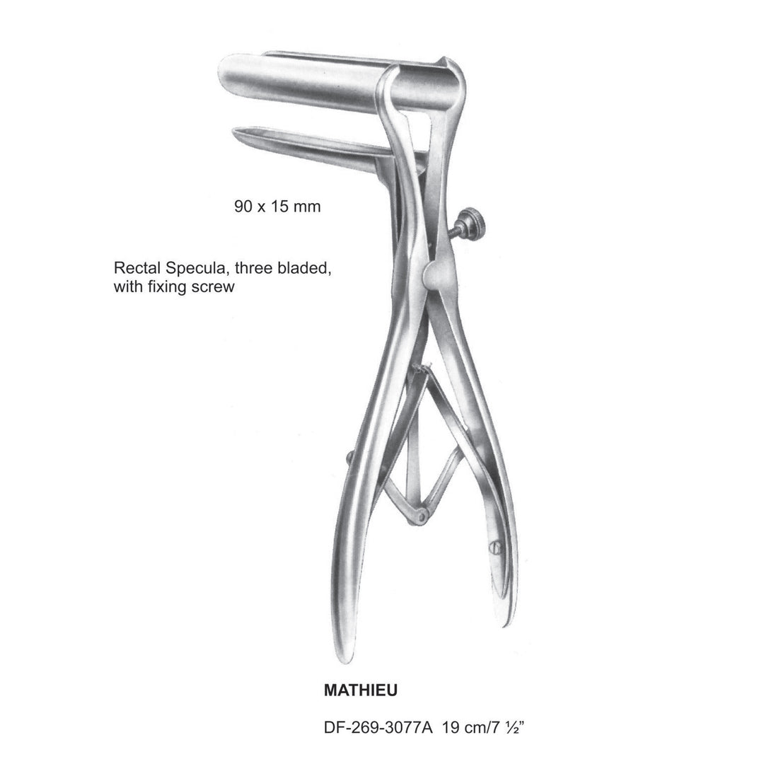 Mathieu Rectal Specula, Three Blades, 90 X 15mm , 19cm (DF-269-3077A) by Dr. Frigz