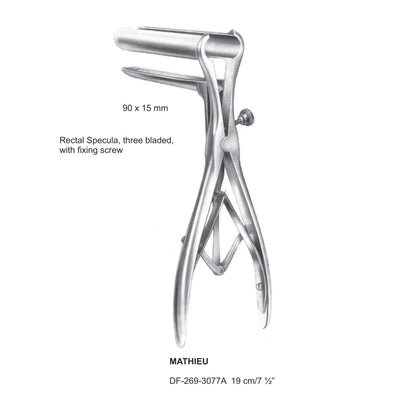 Mathieu Rectal Specula, Three Blades, 90 X 15mm , 19cm (DF-269-3077A)