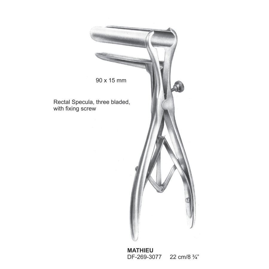 Mathieu Rectal Specula, Three Blades, 90 X 15mm , 22cm (DF-269-3077) by Dr. Frigz