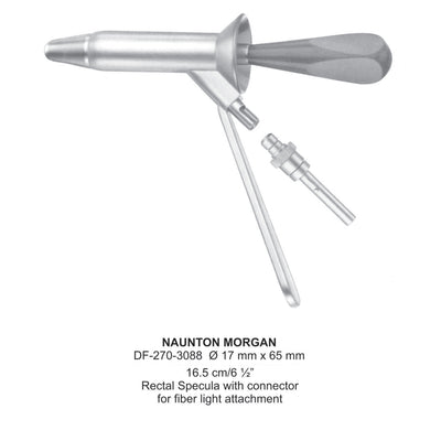Naunton Morgan Rectal Specula 17 X 65mm , 16.5Cm, With Fiber Light Connector (DF-270-3088) by Dr. Frigz