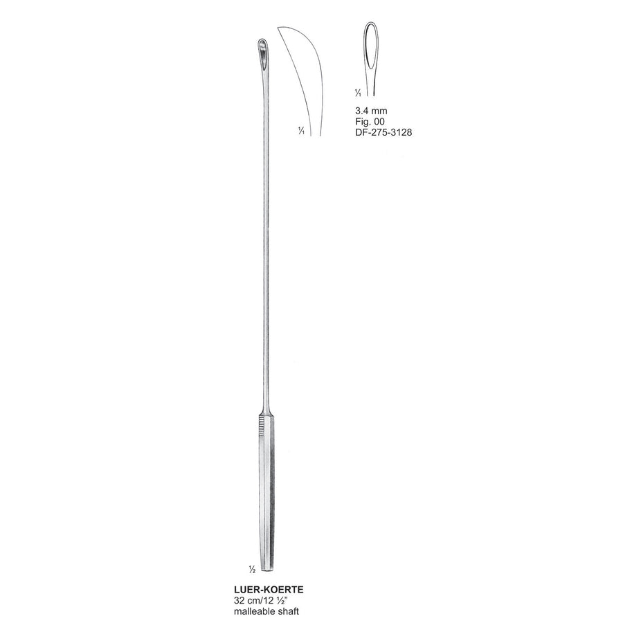 Luer-Koerte Gall Stone Scoops, Fig. 00, 32cm , 3.4mm (DF-275-3128) by Dr. Frigz