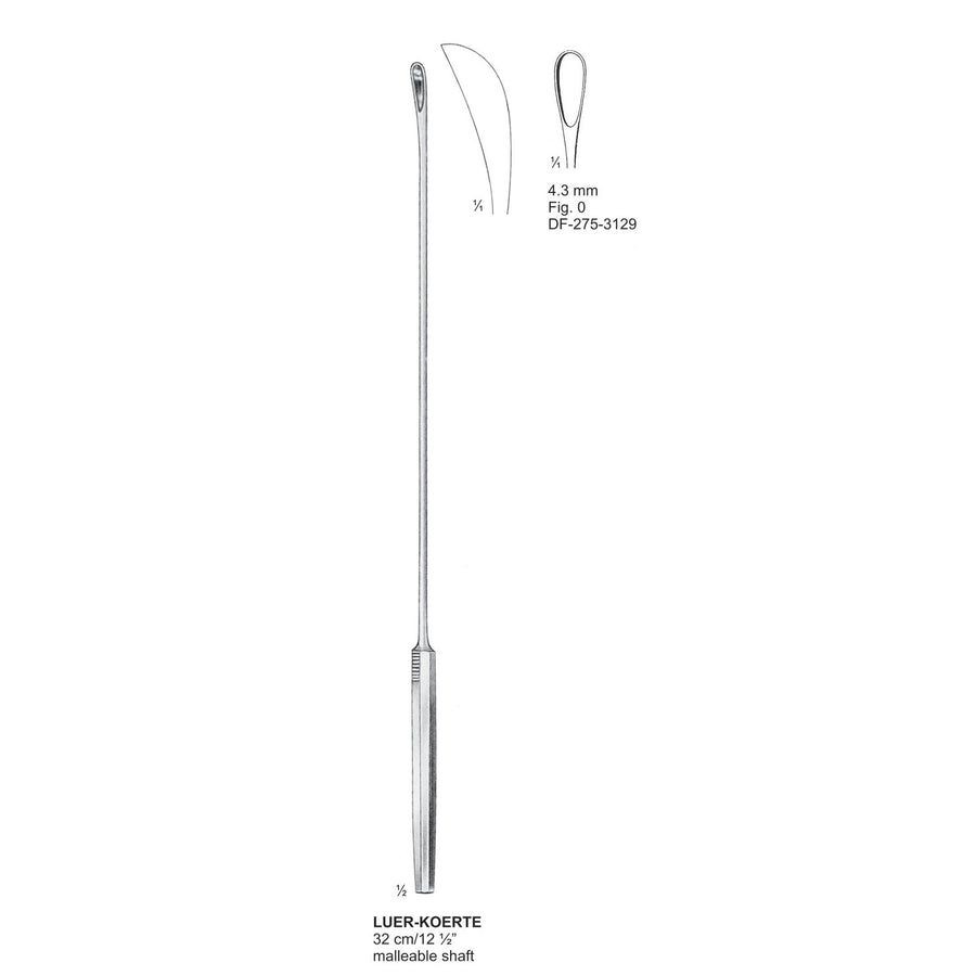 Luer-Koerte Gall Stone Scoops, Fig. 0, 32cm , 4.3mm (DF-275-3129) by Dr. Frigz