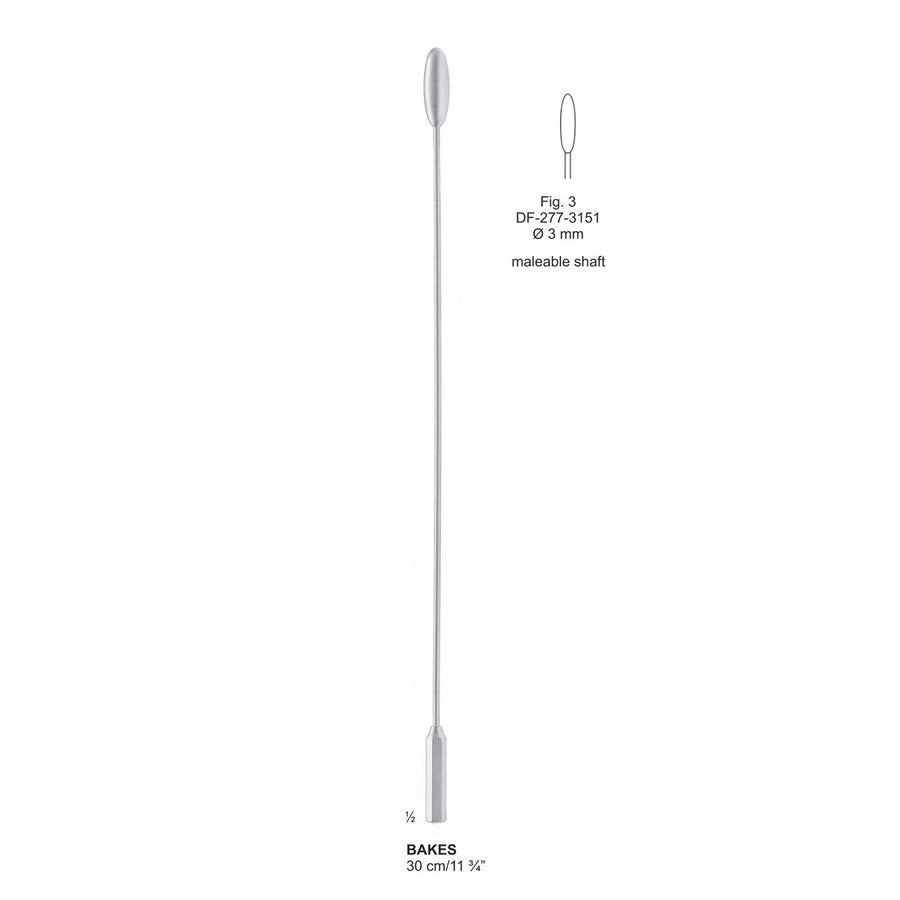 Bakes Gall Duct Dilators, 30cm Fig.3 , 3mm (DF-277-3151) by Dr. Frigz