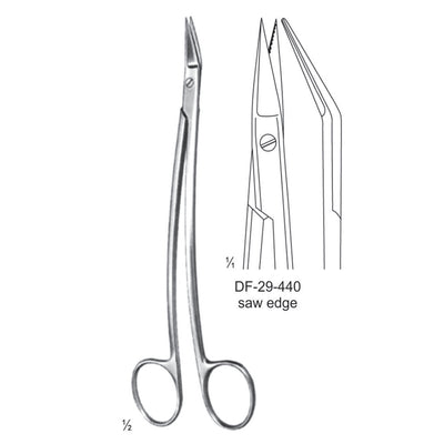 Dean Tonsil Scissors, Angled, Saw Edge, 17cm (DF-29-440)