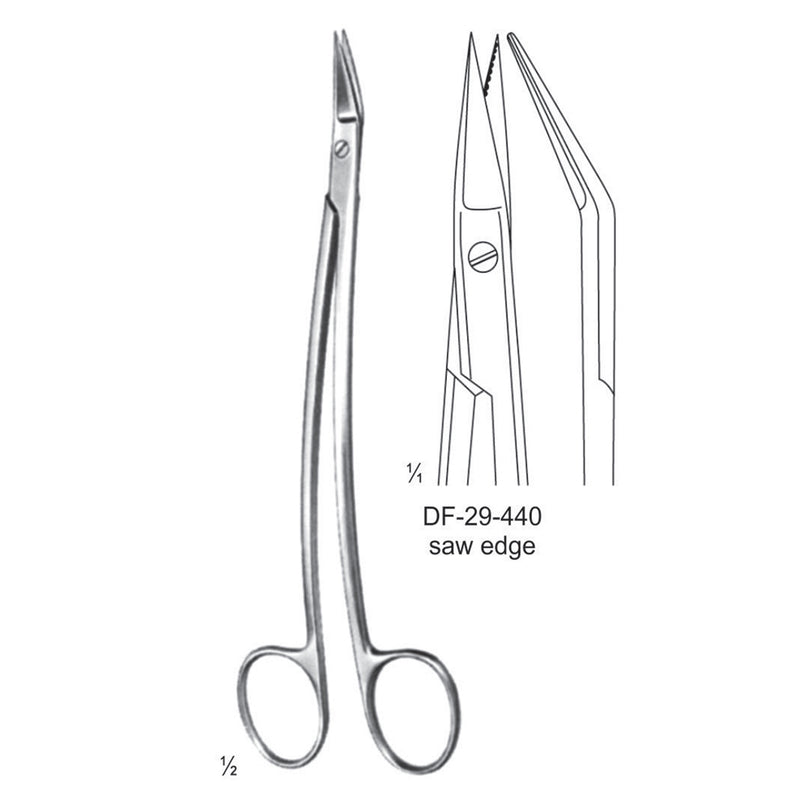 Dean Tonsil Scissors, Angled, Saw Edge, 17cm (DF-29-440) by Dr. Frigz