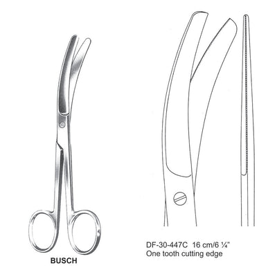 Busch Umblical Scissors, One Tooth Cutting Edge, 16cm (DF-30-447C)