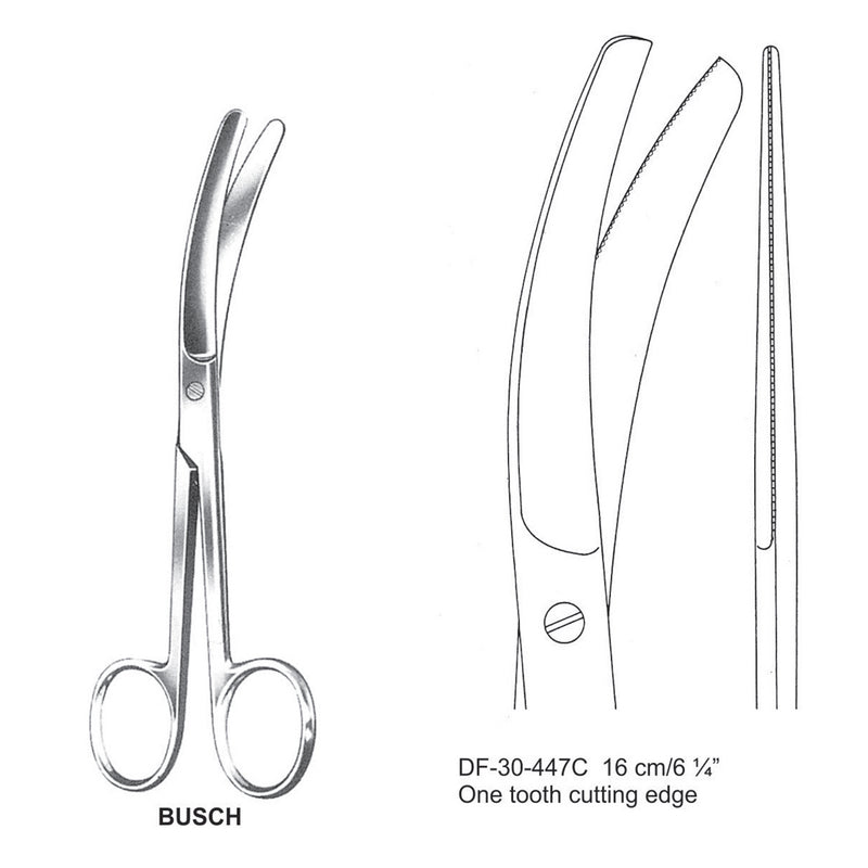 Busch Umblical Scissors, One Tooth Cutting Edge, 16cm (DF-30-447C) by Dr. Frigz