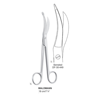 Waldmann Episiotomy Scissors, Serrated, 18cm  (DF-30-449)