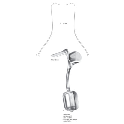 Auvard Vaginal Speculums, Complete With Weight Detachable, 75X43mm , 23.5cm (DF-300-3433)