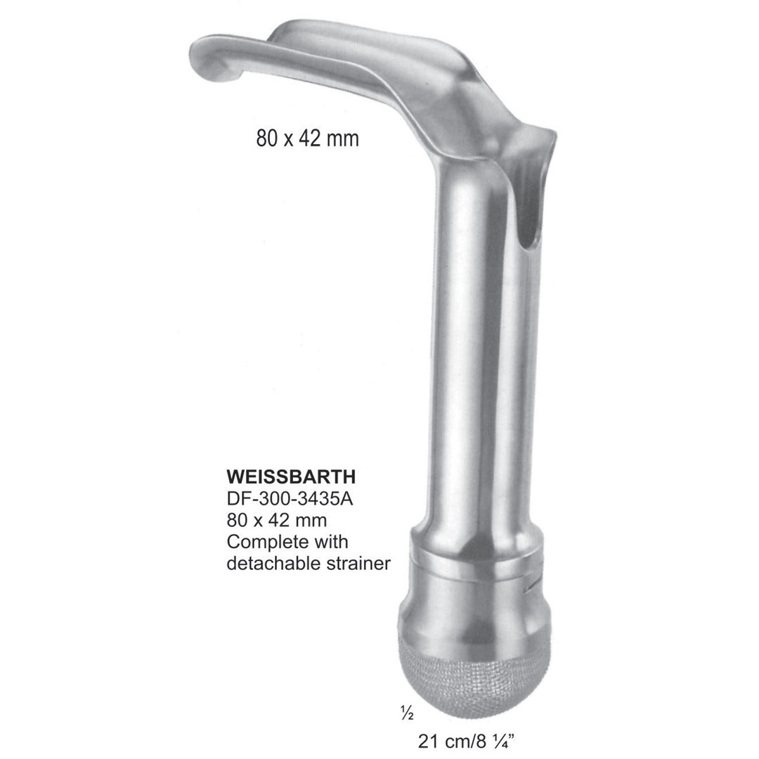 Weissbarth Vaginal Specula With Complete Detachable Straightainer, 80X42mm , 21cm (DF-300-3435A) by Dr. Frigz