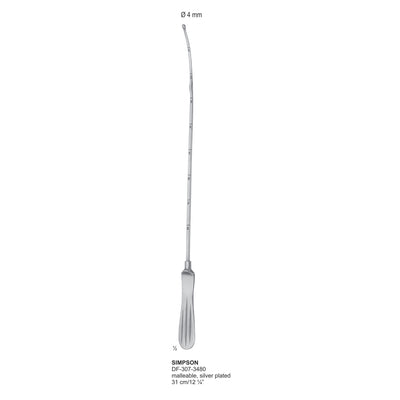 Galabin Uterine Sounds, 31Cm, Dia4mm , Silver Plated, Malleable  (DF-307-3480) by Dr. Frigz