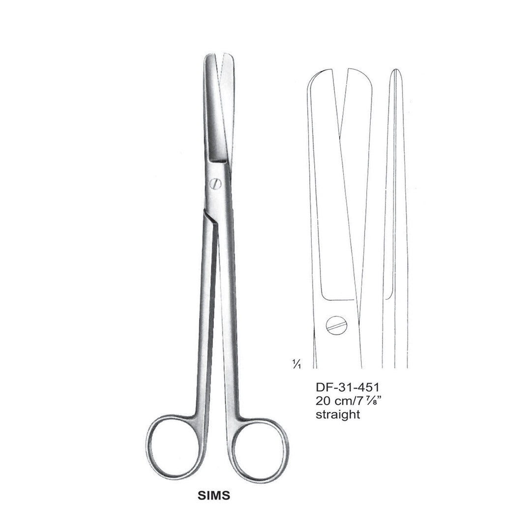 Sims Uterus Scissors, Straight, 20cm  (DF-31-451) by Dr. Frigz