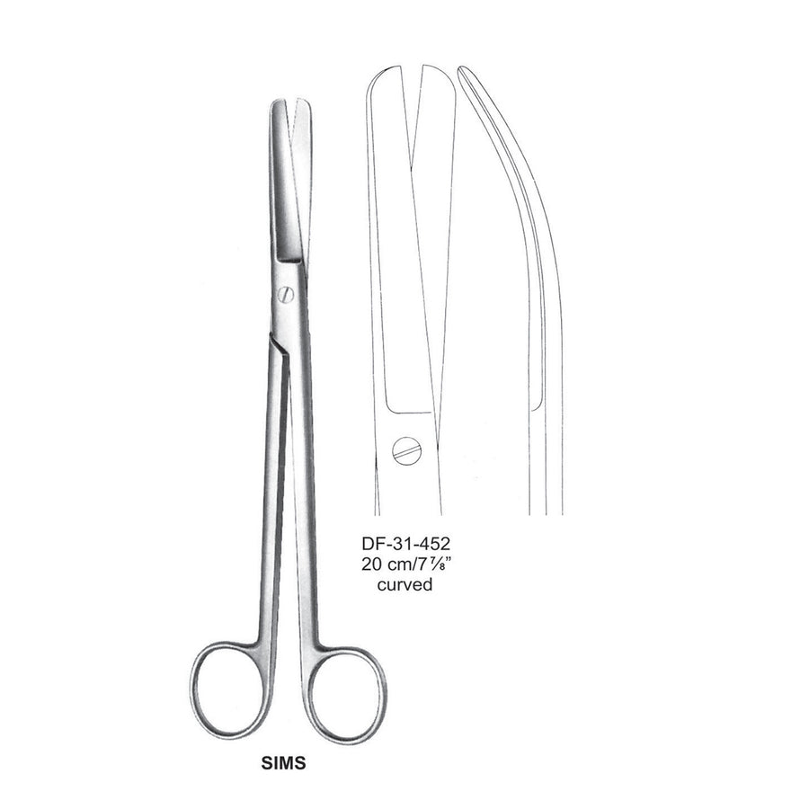 Sims Uterus Scissors, Curved, 20cm  (DF-31-452) by Dr. Frigz