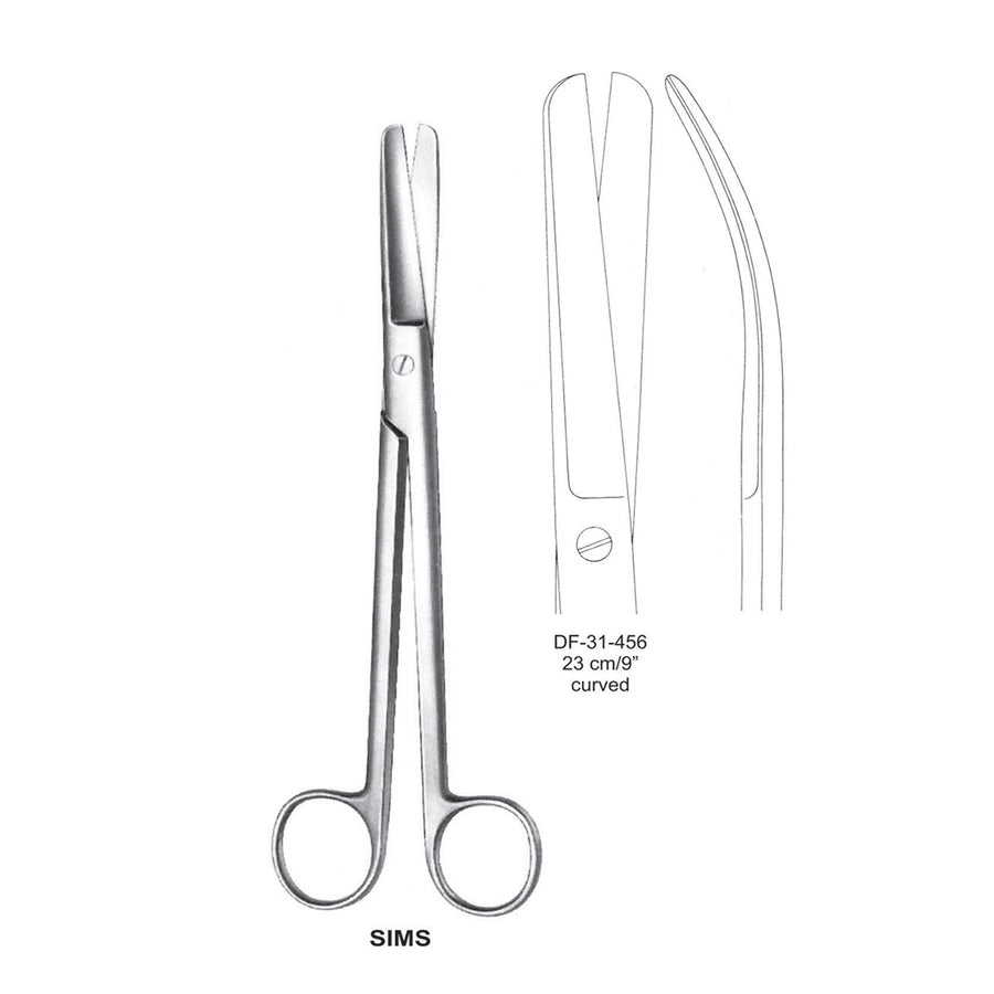 Sims Uterus Scissors, Curved, 23cm  (DF-31-456) by Dr. Frigz