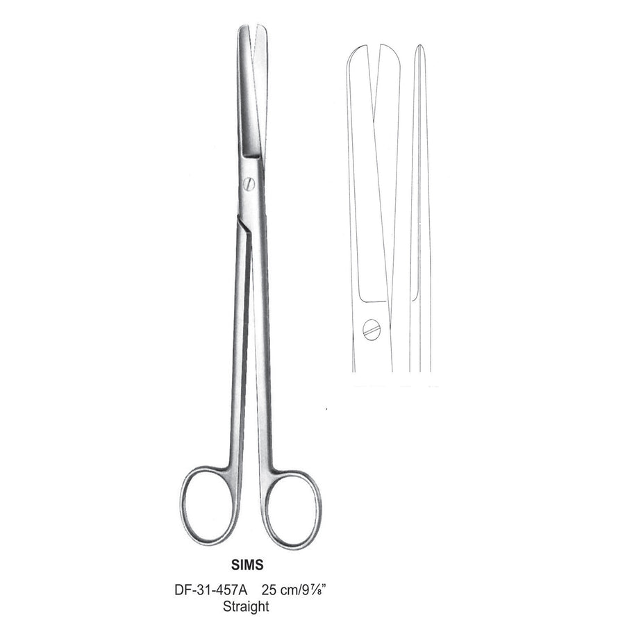 Sims Uterus Scissors, Straight, 25cm  (DF-31-457A) by Dr. Frigz