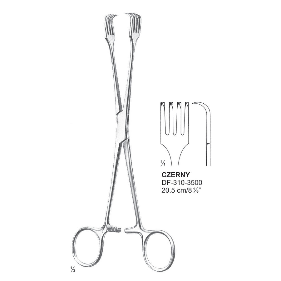 Czerny Tenaculum Forceps, 4X4Teeth, 20.5cm (DF-310-3500) by Dr. Frigz