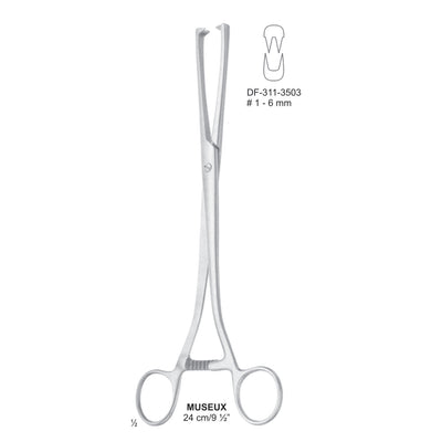 MUSEUX Tenaculum Forceps 24 cm, 1-6mm  (DF-311-3503)