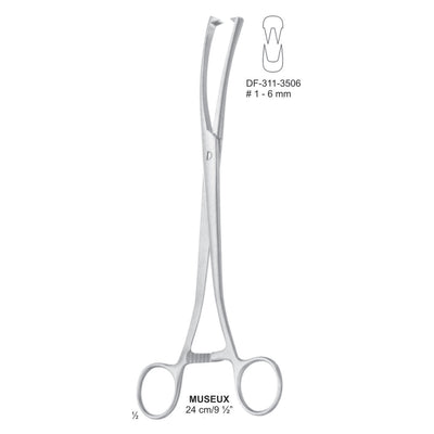 MUSEUX Tenaculum Forceps 24 cm, 1-6mm (DF-311-3506)