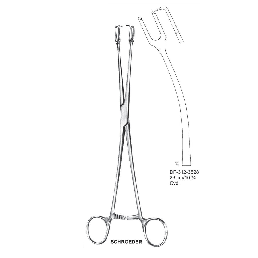 Schroeder Tenaculum Forceps, Curved, 2X2Teeth, 26cm  (DF-312-3528) by Dr. Frigz