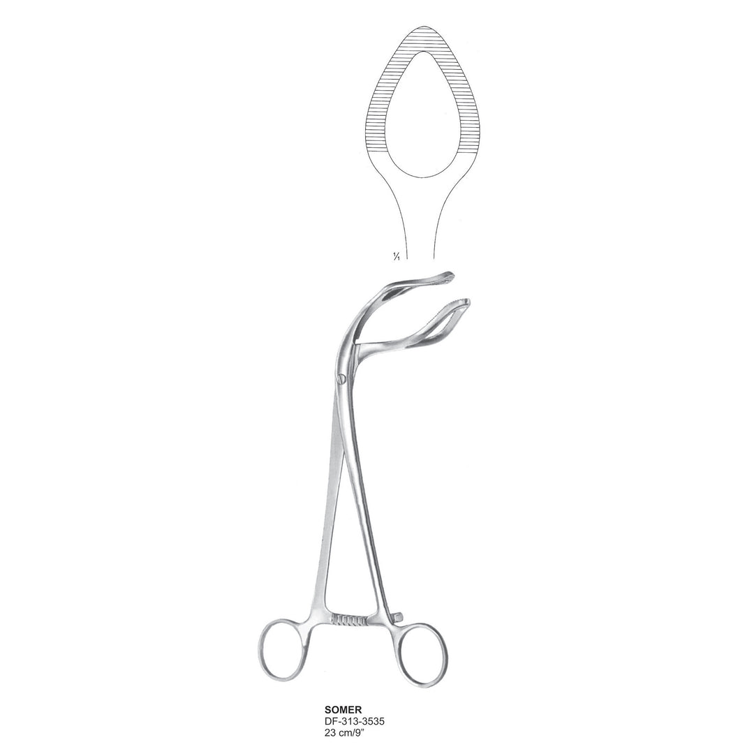 Somer Uterine Elevatng Forceps,23cm  (DF-313-3535) by Dr. Frigz