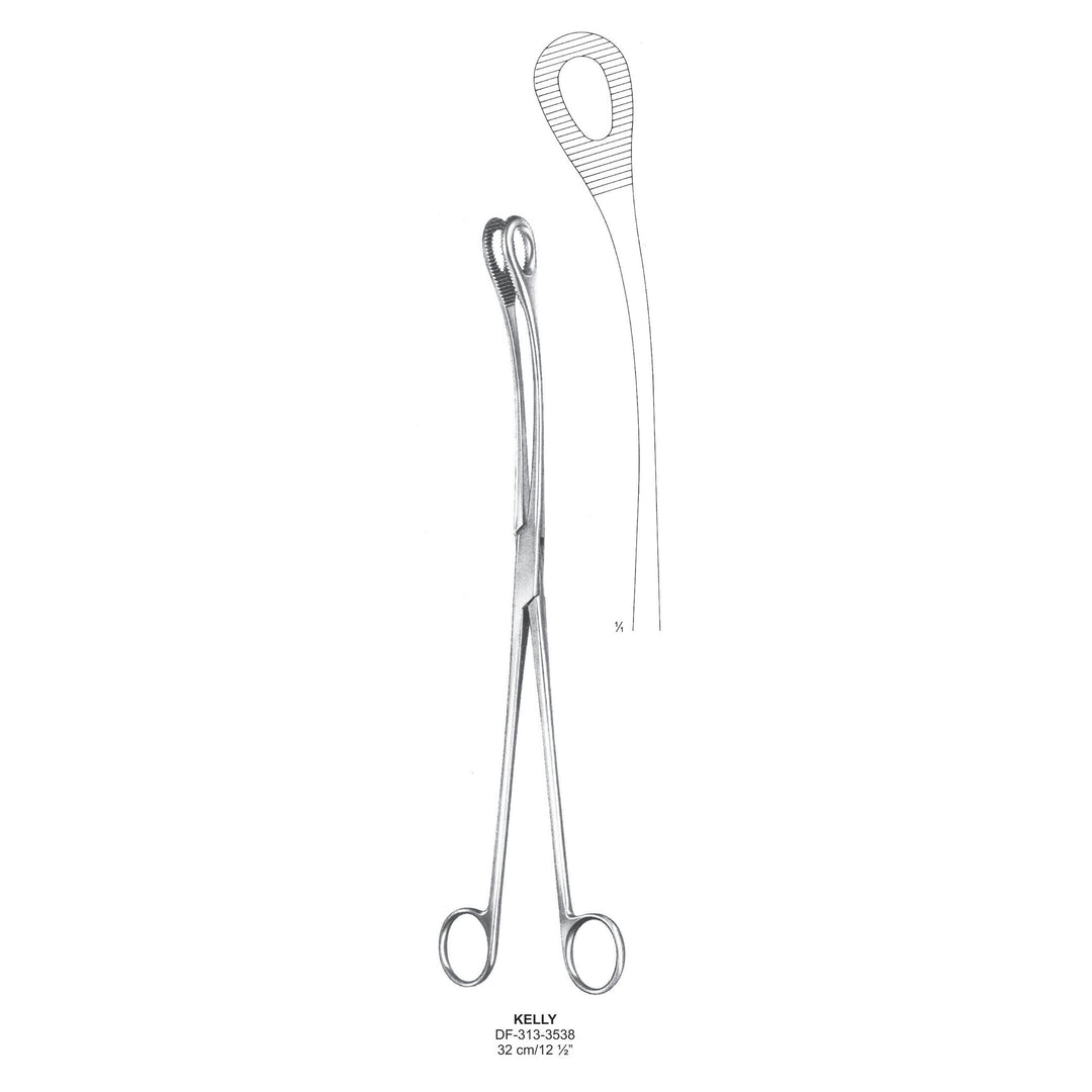 Kelly Uterine Polypus Forceps, Curved, 32cm  (DF-313-3538) by Dr. Frigz