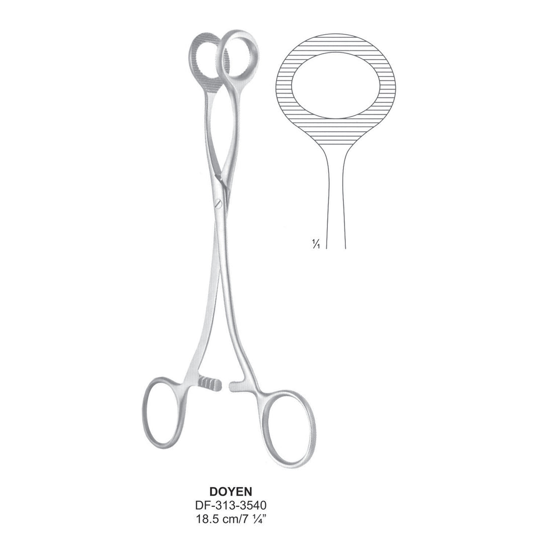 Doyen Uterine Polypus Forceps, 18.5cm  (DF-313-3540) by Dr. Frigz