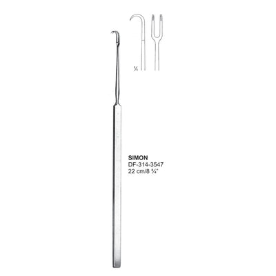 Simon Fistula Hooks,22Cm, 2 Prong  (DF-314-3547)