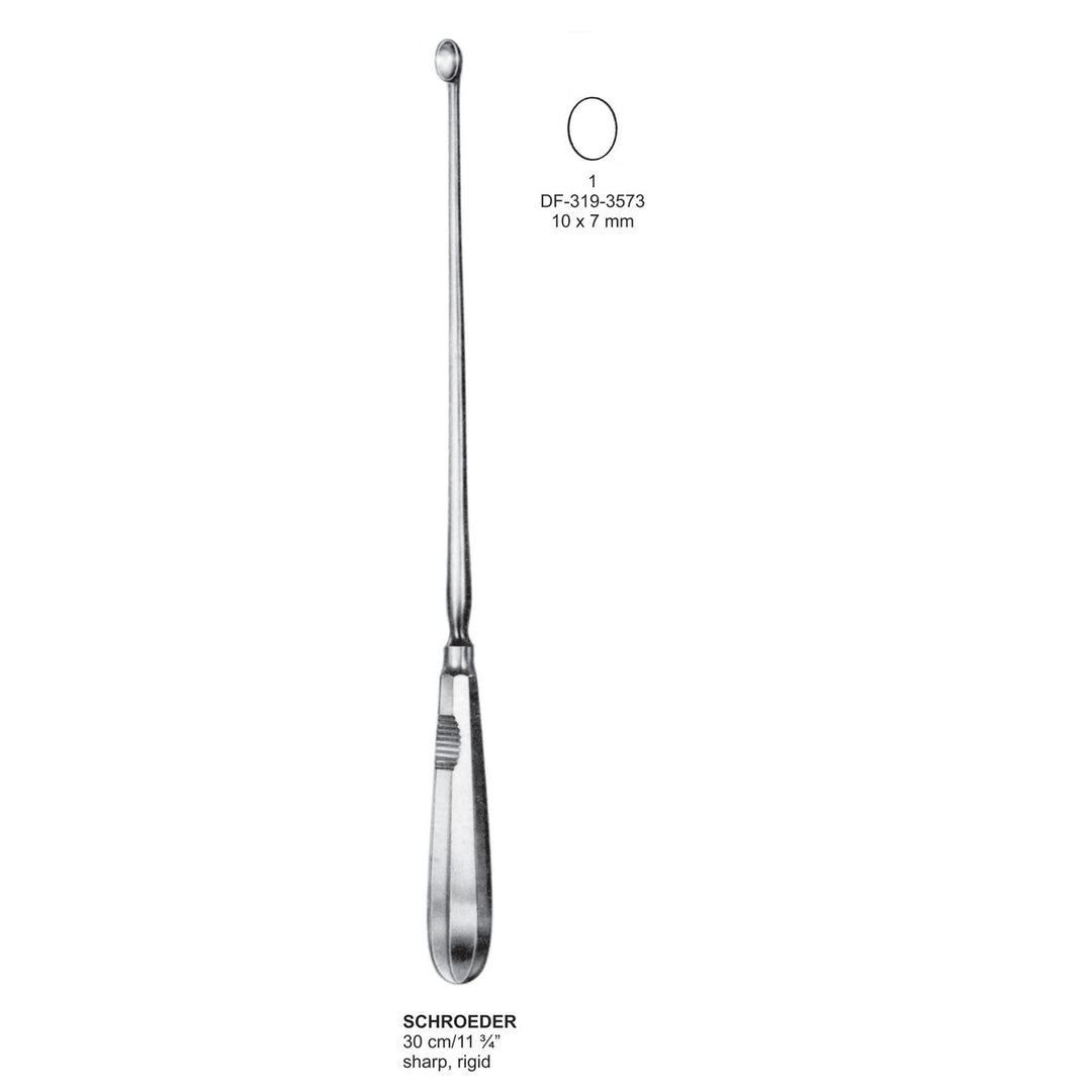 Schroeder Uterine Scoops,30Cm, Sharp, Rigid, Fig.1, 10X7mm (DF-319-3573) by Dr. Frigz