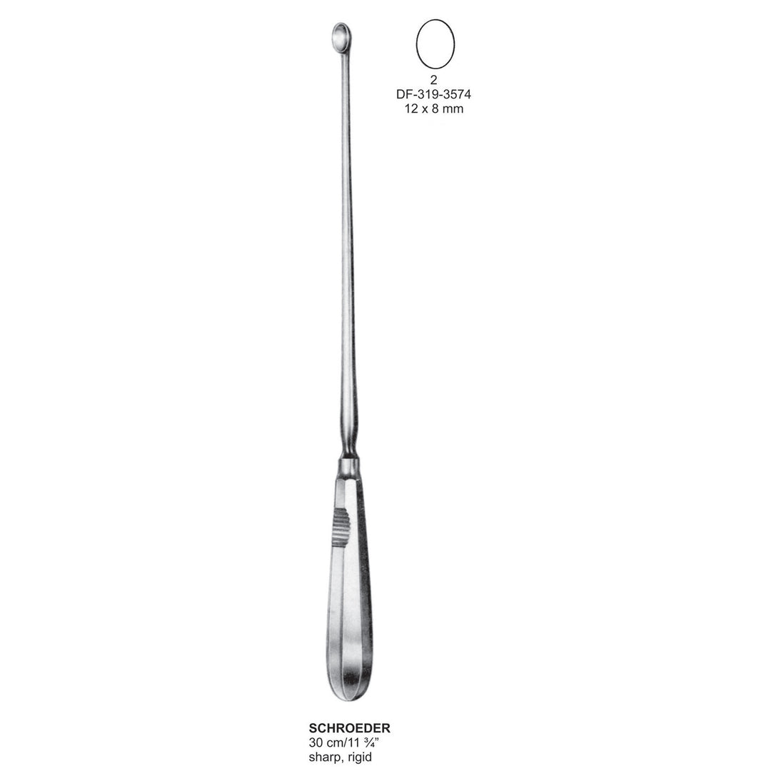 Schroeder Uterine Scoops,30Cm, Sharp, Rigid, Fig.2, 12X8mm (DF-319-3574) by Dr. Frigz